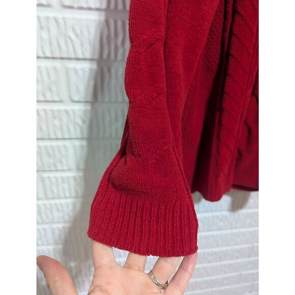 J. Jill Women's Red Chenille Cable Design Long-Sleeve Pullover Sweater Size M Ta - Picture 3 of 6